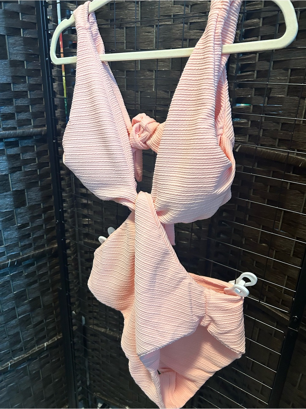 NWT cupshe Ribbed peach Pink One-Piece Tie-Front Swimsuit xxl